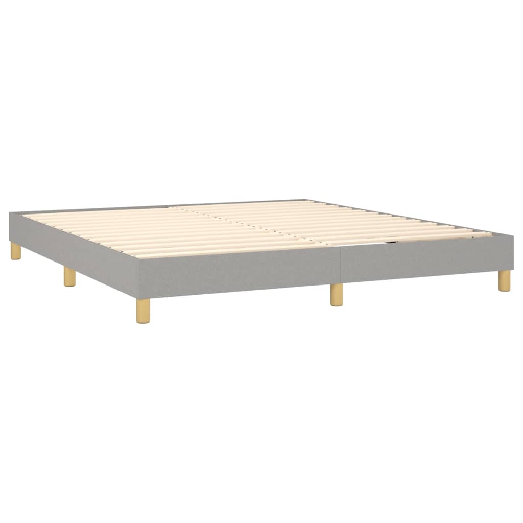 Box spring bed with mattress &amp; LED light grey 160x200 cm fabric