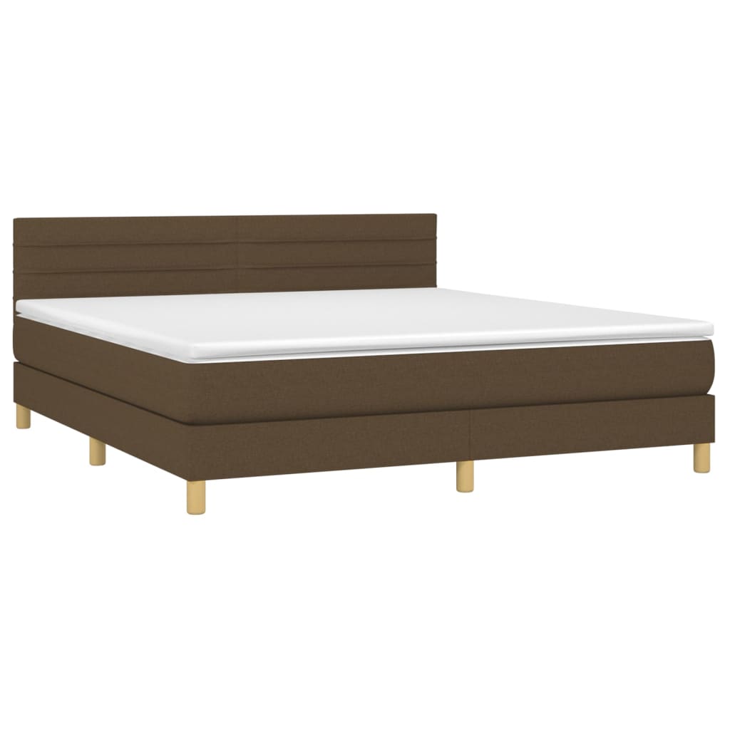 Boxspringbett mit Matratze & LED Dunkelbraun 160x200 cm Stoff