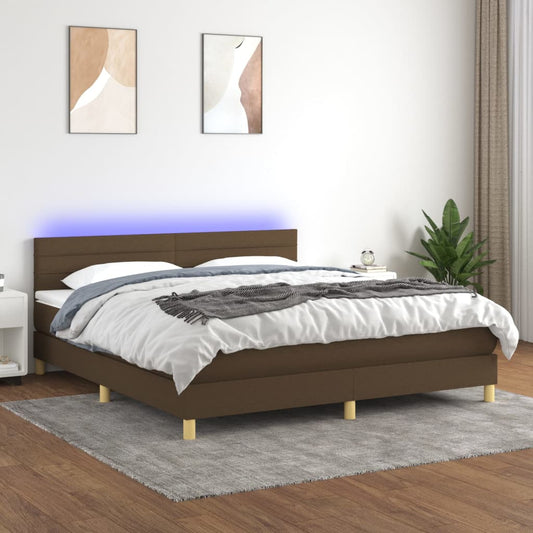 Boxspringbett mit Matratze & LED Dunkelbraun 160x200 cm Stoff