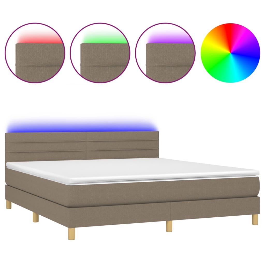 Boxspringbett mit Matratze & LED Taupe 160x200 cm Stoff