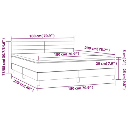 Boxspringbett mit Matratze & LED Dunkelgrau 180x200 cm Stoff