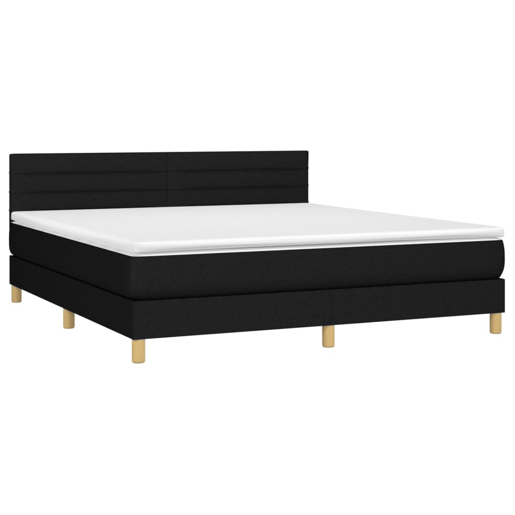 Boxspringbett mit Matratze & LED Schwarz 180x200 cm Stoff