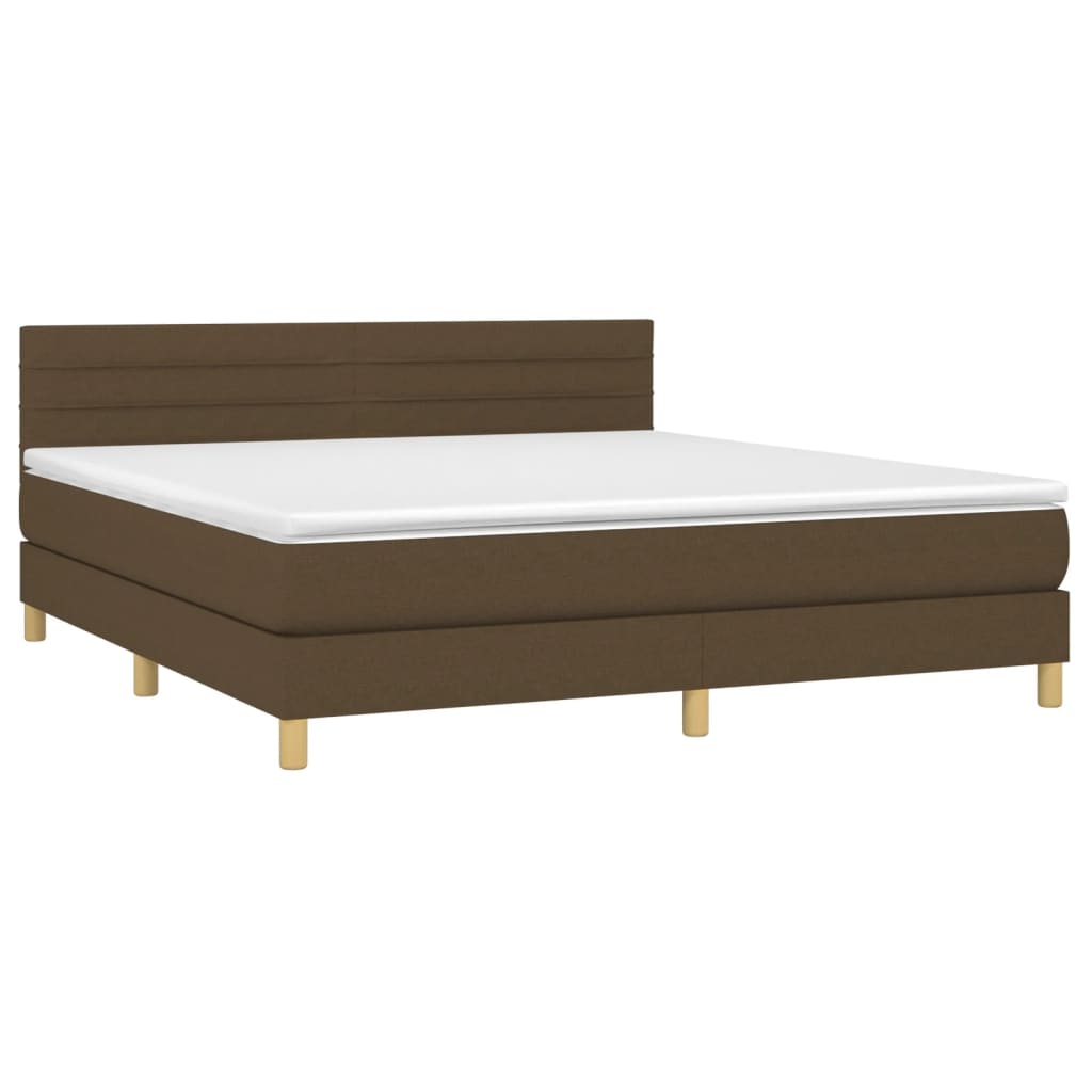 Boxspringbett mit Matratze & LED Dunkelbraun 180x200 cm Stoff