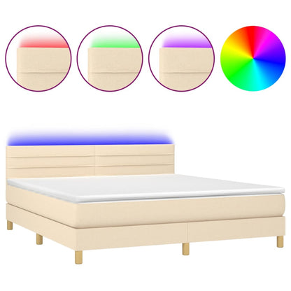 Boxspringbett mit Matratze & LED Creme 180x200 cm Stoff