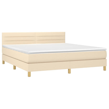 Boxspringbett mit Matratze & LED Creme 180x200 cm Stoff