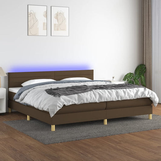 Boxspringbett mit Matratze & LED Dunkelbraun 200x200 cm Stoff