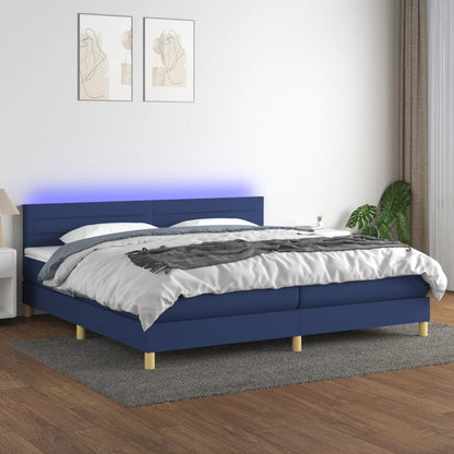 Boxspringbett mit Matratze & LED Blau 200x200 cm Stoff