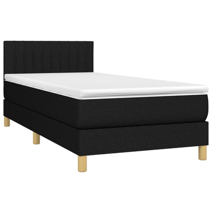 Boxspringbett mit Matratze & LED Schwarz 90x200 cm Stoff