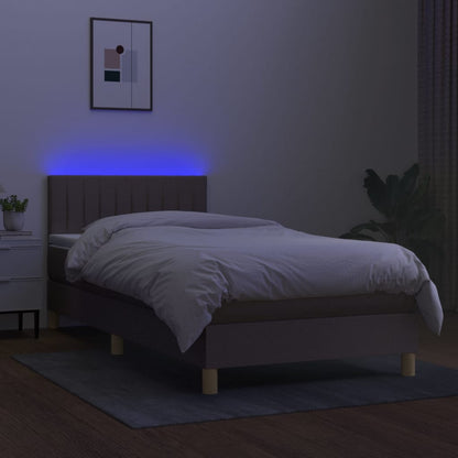 Boxspringbett mit Matratze & LED Taupe 90x200 cm Stoff