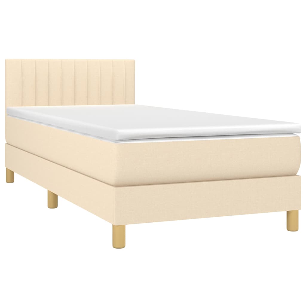 Boxspringbett mit Matratze & LED Creme 90x200 cm Stoff