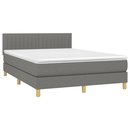 Boxspringbett mit Matratze & LED Dunkelgrau 140x200 cm Stoff