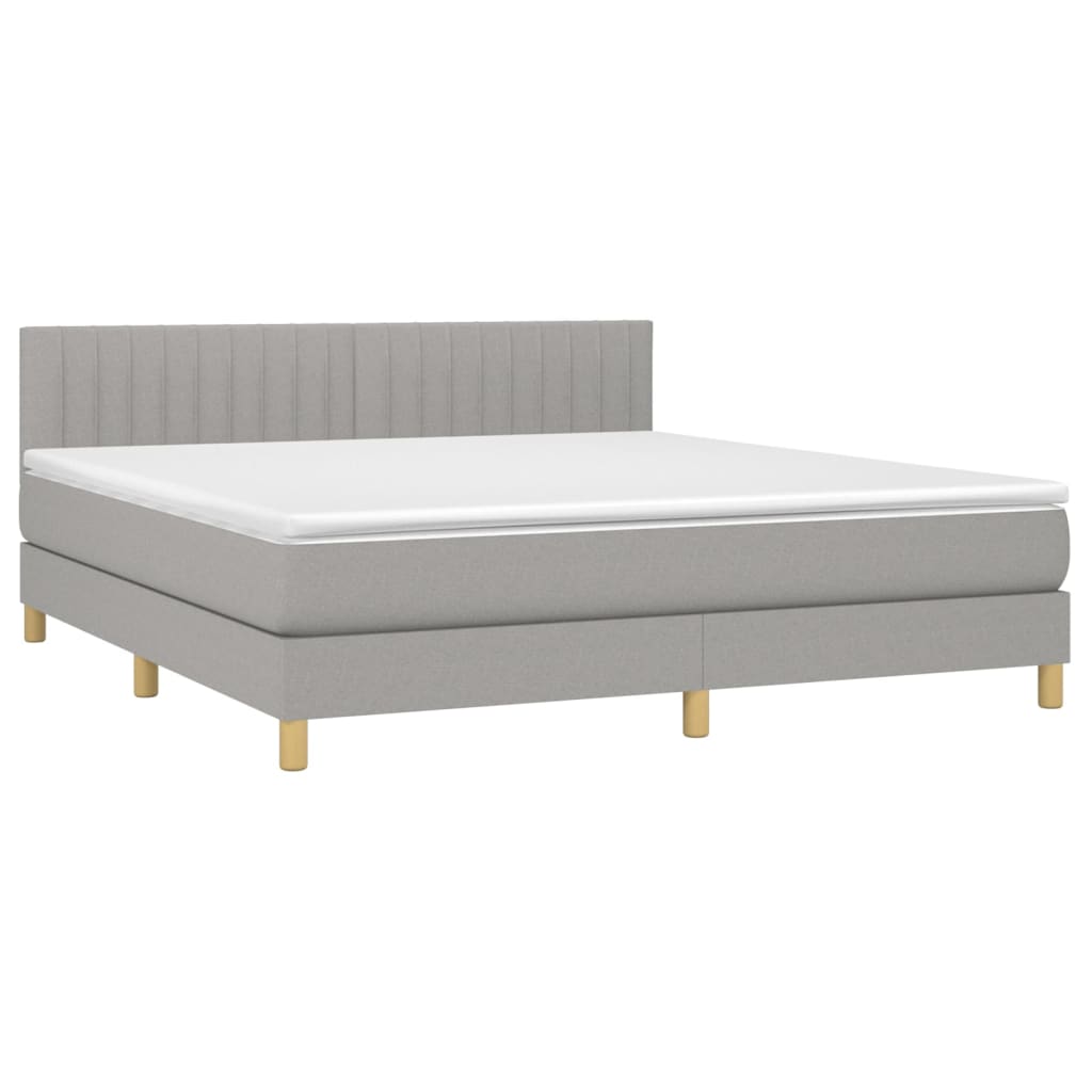 Boxspringbett mit Matratze & LED Hellgrau 160x200 cm Stoff