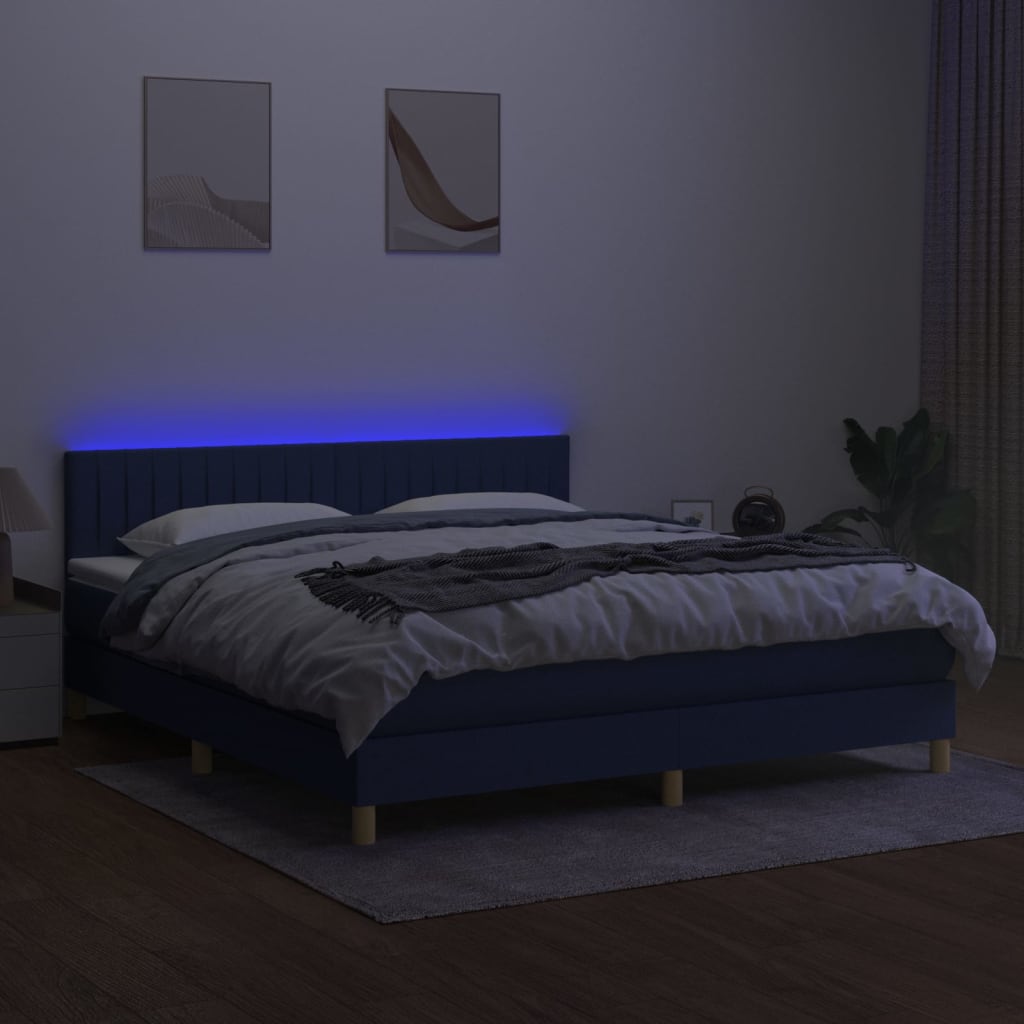 Boxspringbett mit Matratze & LED Creme 160x200 cm Stoff