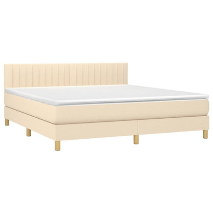 Boxspringbett mit Matratze & LED Creme 160x200 cm Stoff