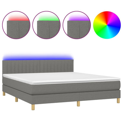 Boxspringbett mit Matratze & LED Dunkelgrau 180x200 cm Stoff