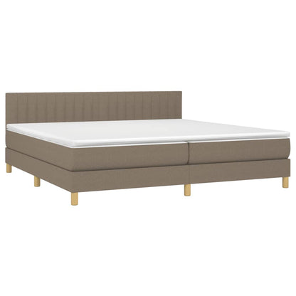 Box spring krevet s madracem i LED taupe tkaninom 200x200 cm