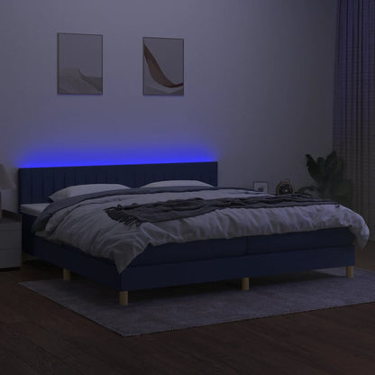 Boxspringbett mit Matratze & LED Blau 200x200 cm Stoff