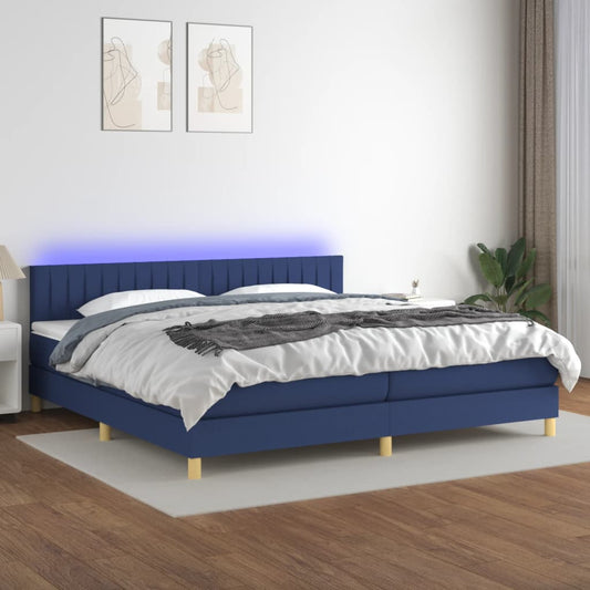 Boxspringbett mit Matratze & LED Blau 200x200 cm Stoff