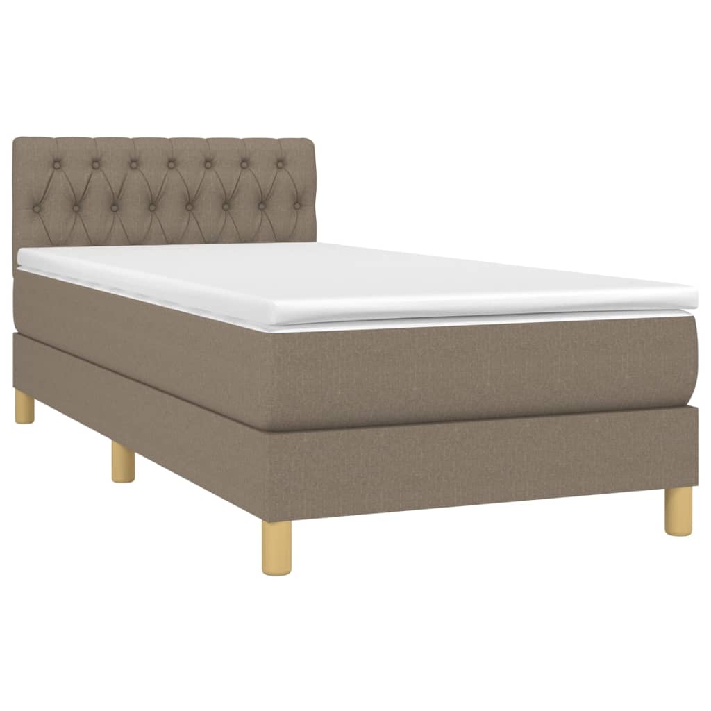 Boxspringbett mit Matratze & LED Taupe 90x200 cm Stoff