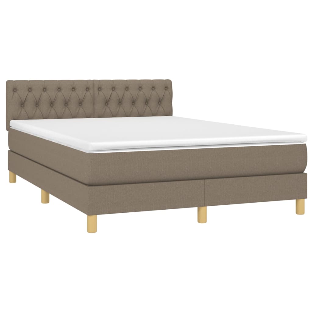 Box spring bed with mattress &amp; LED taupe 140x200 cm fabric