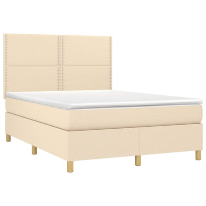 Boxspringbett mit Matratze & LED Creme 140x200 cm Stoff