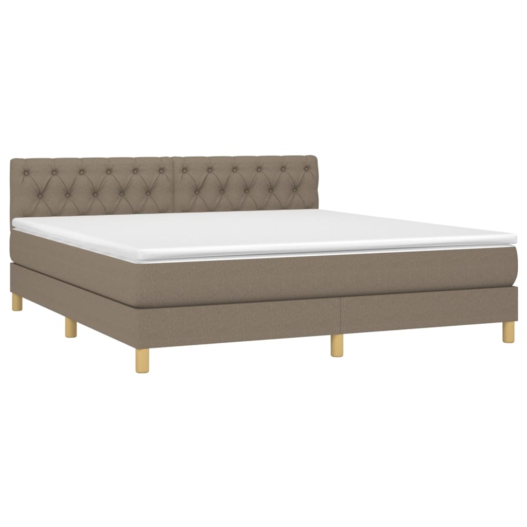 Boxspringbett mit Matratze & LED Taupe 160x200 cm Stoff