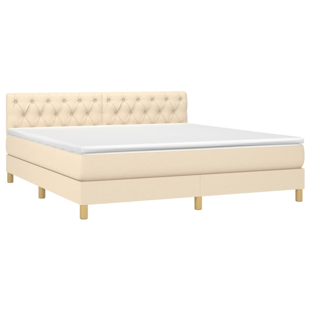 Boxspringbett mit Matratze & LED Creme 160x200 cm Stoff