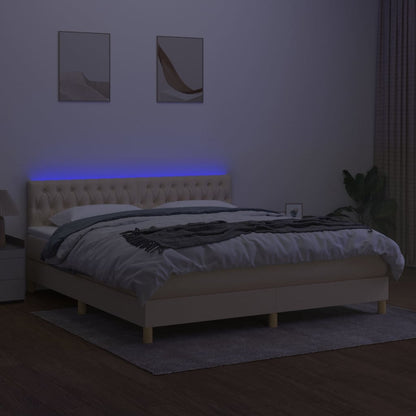 Boxspringbett mit Matratze & LED Creme 160x200 cm Stoff