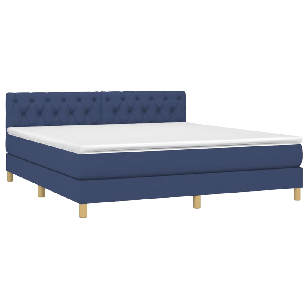 Boxspringbett mit Matratze & LED Blau 160x200 cm Stoff