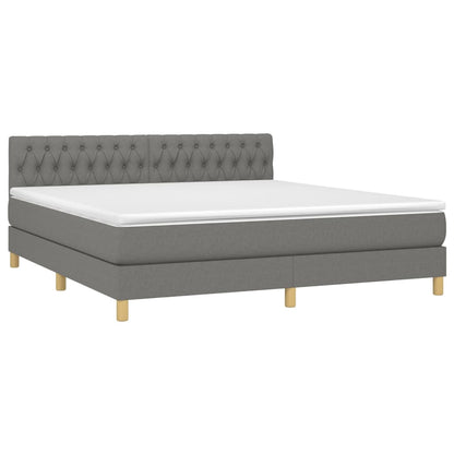 Boxspringbett mit Matratze & LED Dunkelgrau 180x200 cm Stoff