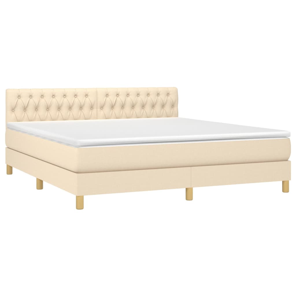 Boxspringbett mit Matratze & LED Creme 180x200 cm Stoff