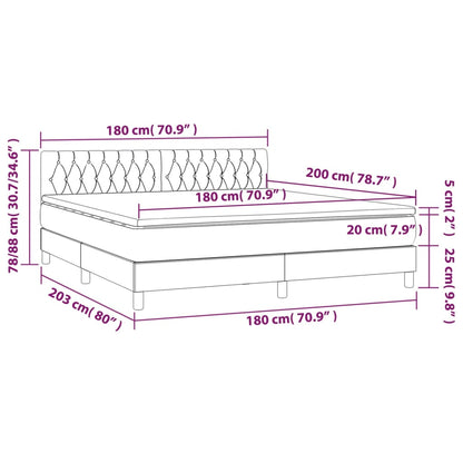 Boxspringbett mit Matratze & LED Creme 180x200 cm Stoff