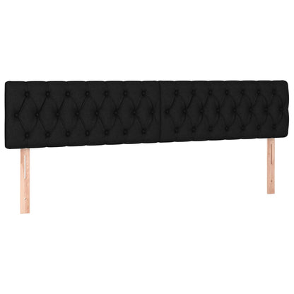 Box spring bed with mattress &amp; LED black 200x200 cm fabric