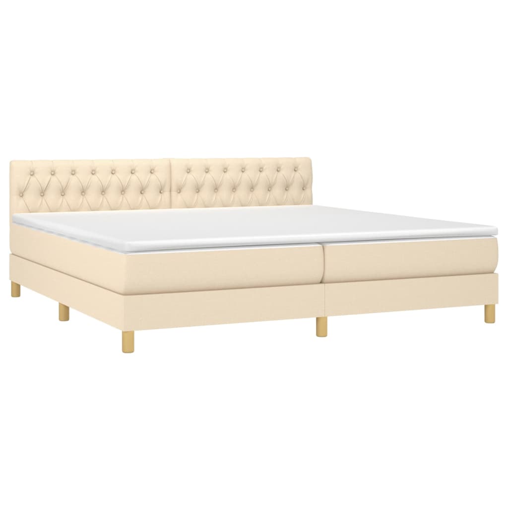 Boxspringbett mit Matratze & LED Creme 200x200 cm Stoff