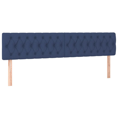 Box spring bed with mattress &amp; LED blue 200x200 cm fabric