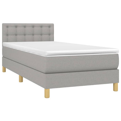 Boxspringbett mit Matratze & LED Hellgrau 90x200 cm Stoff