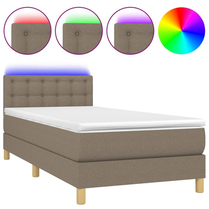 Boxspringbett mit Matratze & LED Taupe 90x200 cm Stoff