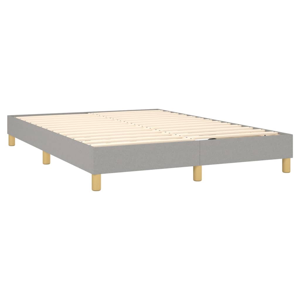 Box spring bed with mattress &amp; LED light grey 140x200 cm fabric