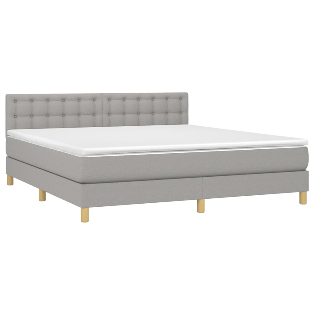 Boxspringbett mit Matratze & LED Hellgrau 160x200 cm Stoff