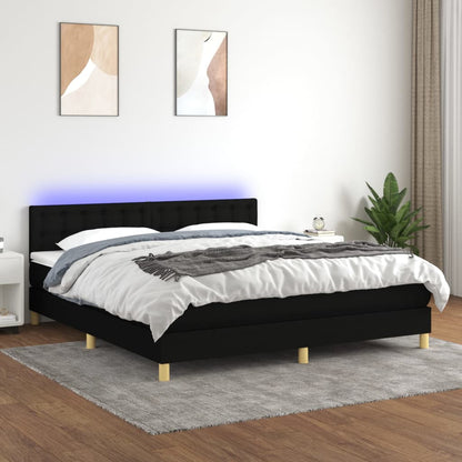 Boxspringbett mit Matratze & LED Schwarz 160x200 cm Stoff