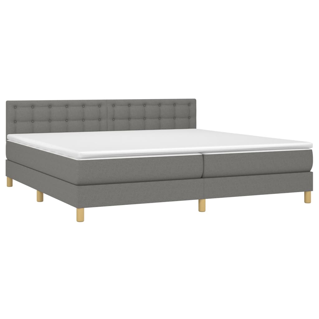 Boxspringbett mit Matratze & LED Dunkelgrau 200x200 cm Stoff