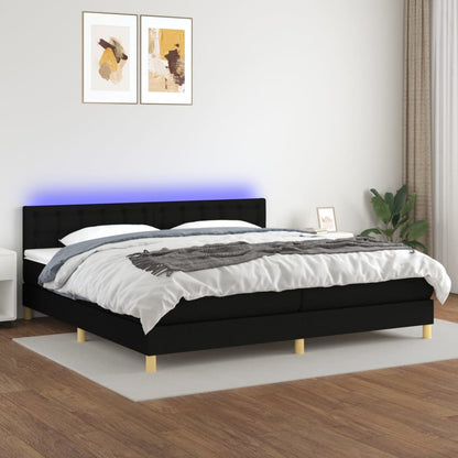 Boxspringbett mit Matratze & LED Schwarz 200x200 cm Stoff