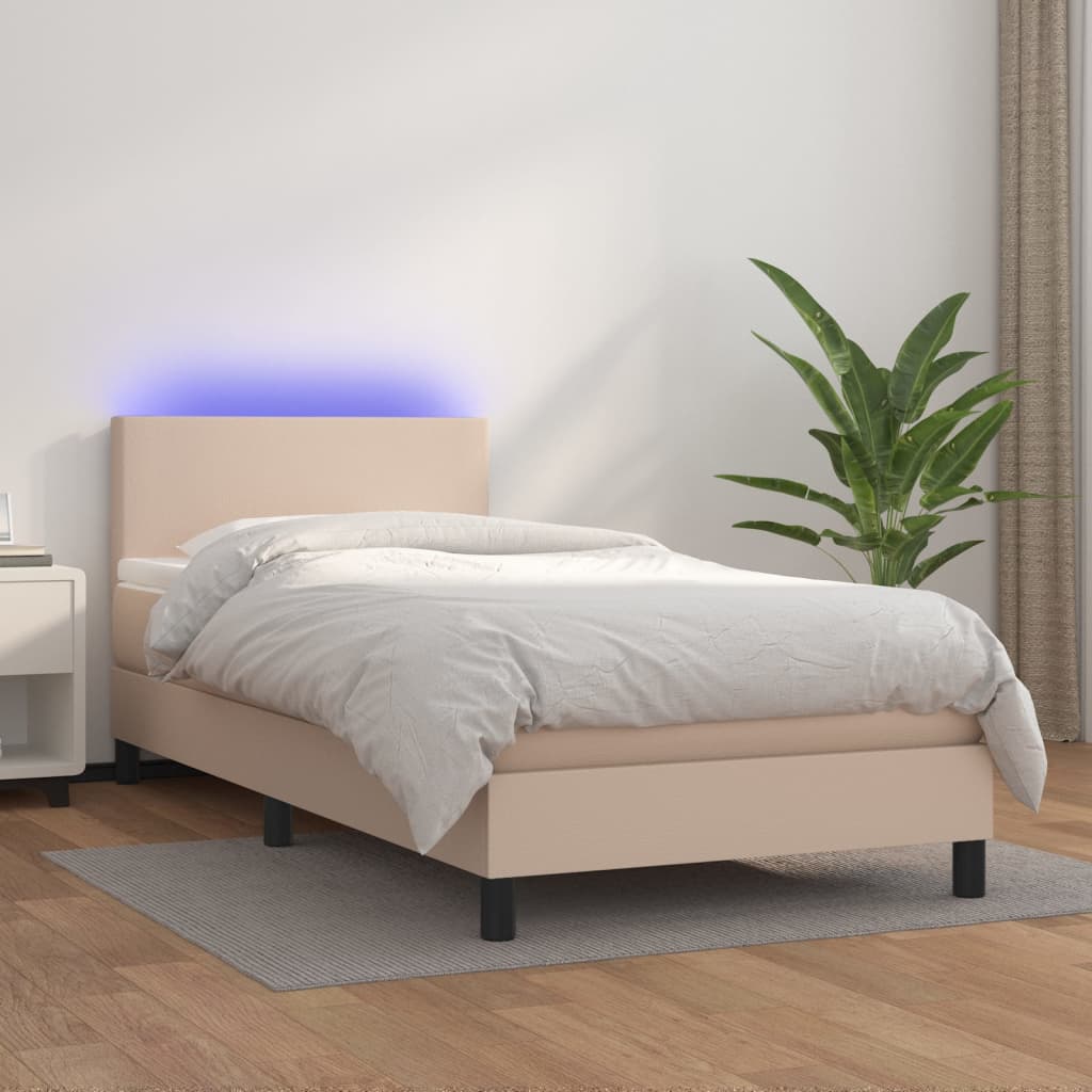 Boxspringbett mit Matratze & LED Cappuccino-Braun 90x200cm