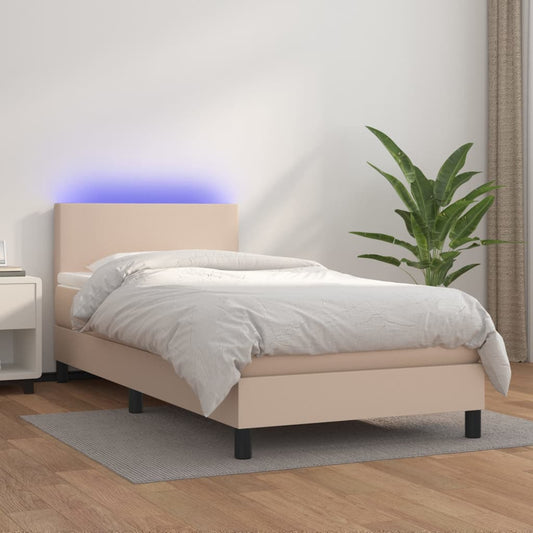 Boxspringbett mit Matratze & LED Cappuccino-Braun 90x200cm