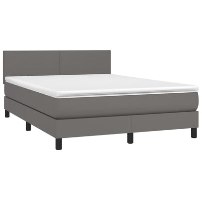 Boxspringbett mit Matratze & LED Grau 140x200 cm Kunstleder