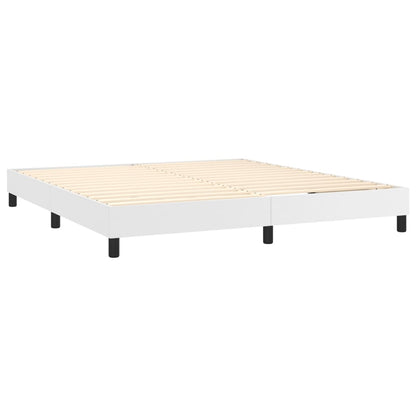 Boxspringbett mit Matratze & LED Weiß 160x200 cm Kunstleder