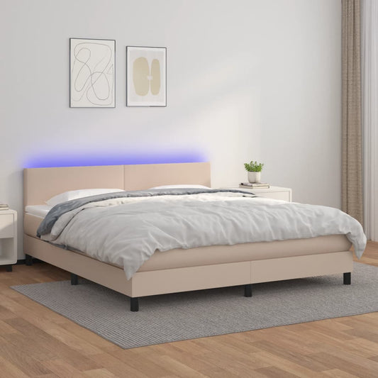 Boxspringbett mit Matratze & LED Cappuccino-Braun 160x200cm