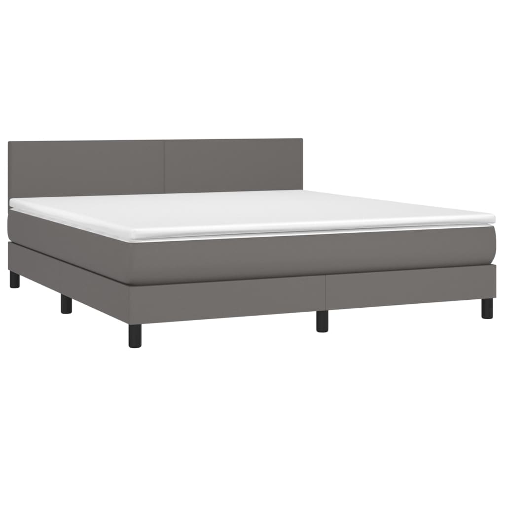 Boxspringbett mit Matratze & LED Grau 180x200 cm Kunstleder