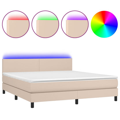 Boxspringbett mit Matratze & LED Cappuccino-Braun 180x200cm