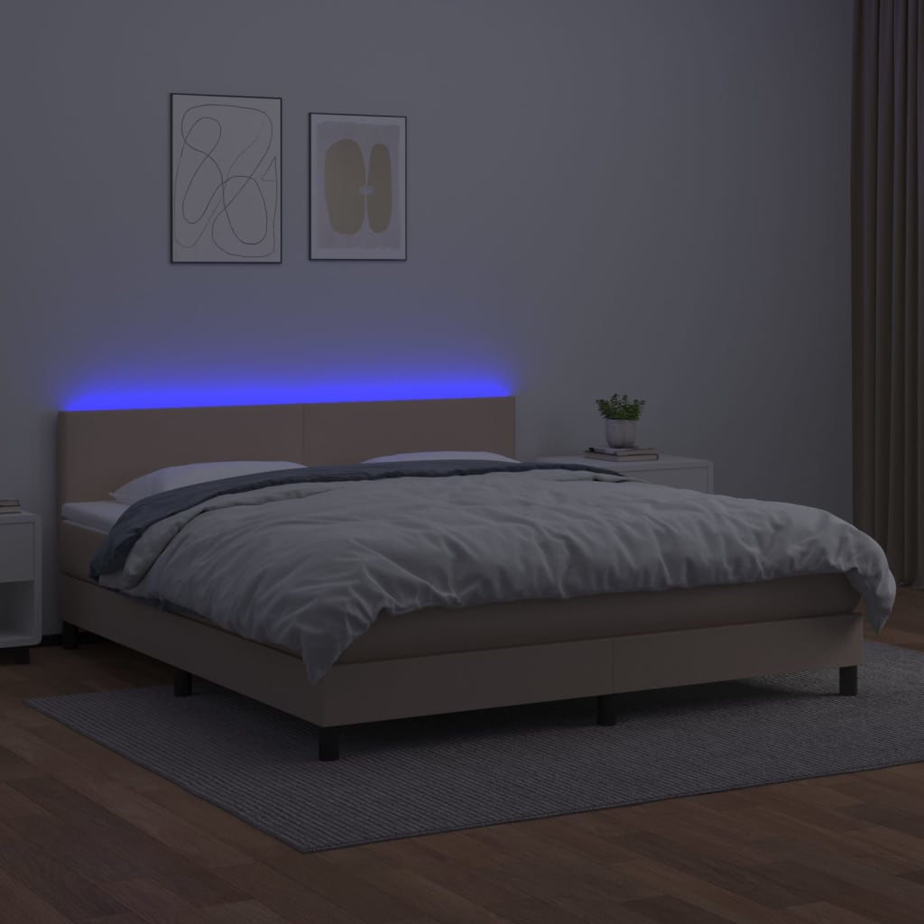 Boxspringbett mit Matratze & LED Cappuccino-Braun 180x200cm